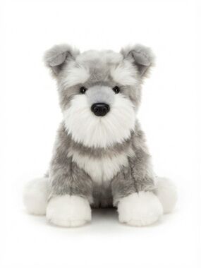 Douglas Cuddle Toy Arnold Miniature Schnauzer Gray White Plush  10”